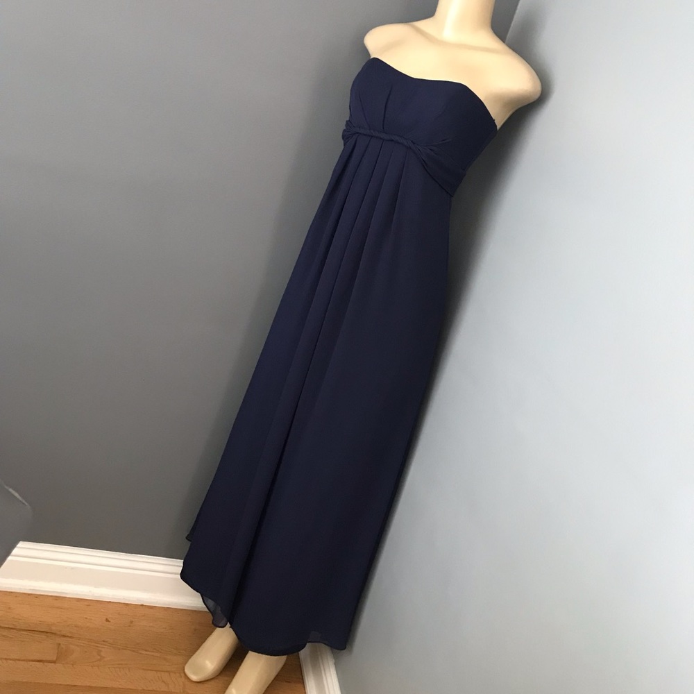Navy strapless party wedding maxi dress size 2